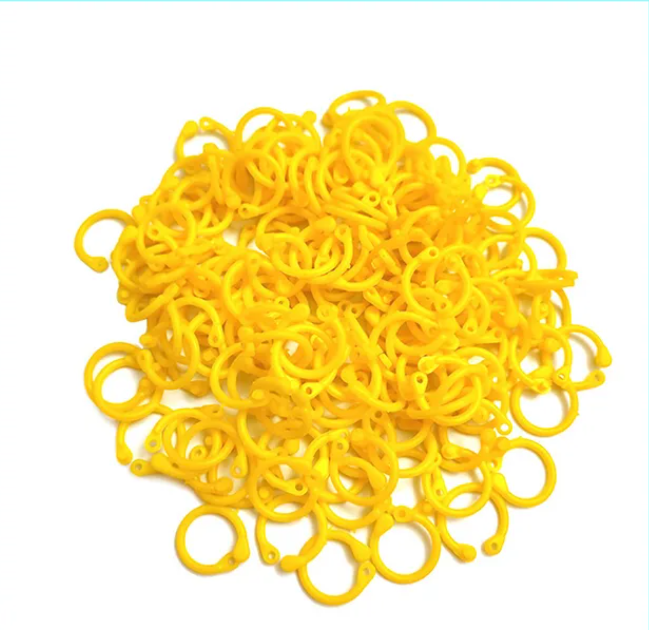 Silmuste märgistamise aasad, kollased plastmassist rõngad, 10 tk pakis, kudumisvahend, 1.7 cm*1.0 cm.