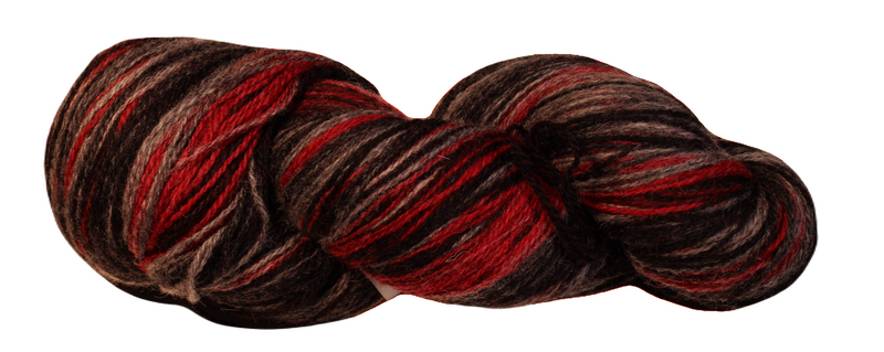 Artistic 2 ply multicolored wool yarn from Estonia c. red black grey