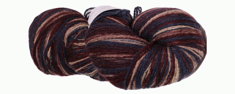 Artistic 1 ply Estonian lambwool c. wine with grey and blue