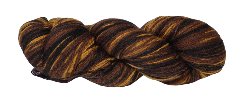 Artistic 2 ply multicolored woolyarn from Estonia c. brown with black