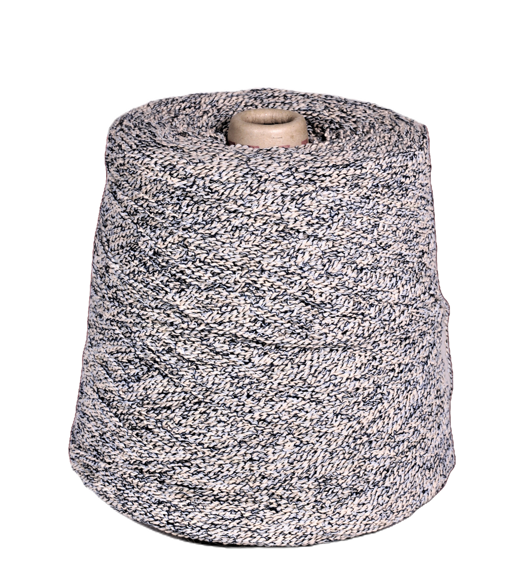 Krapnello cotton mouline yarn, cone yarn c.2 blue with white
