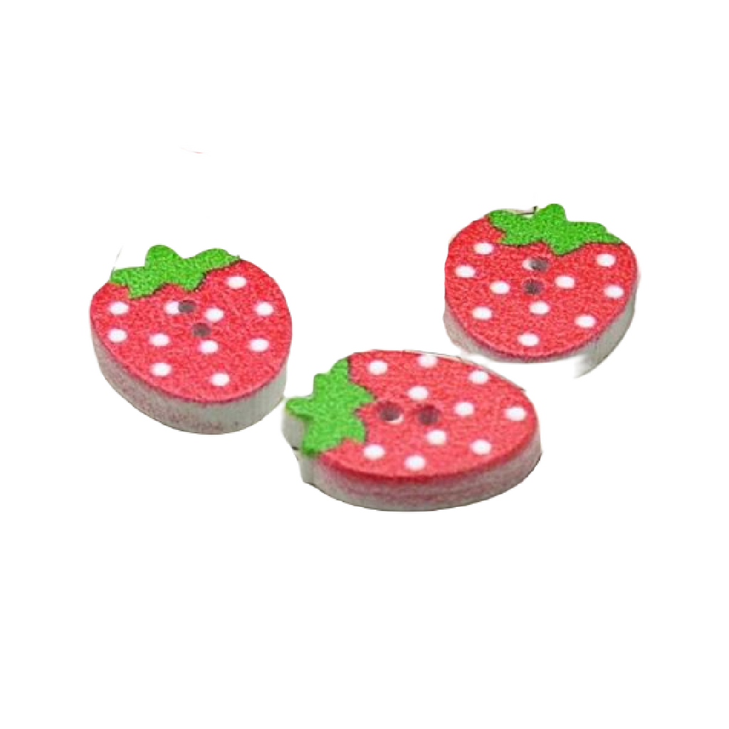 Small strawberry laserpint wooden button