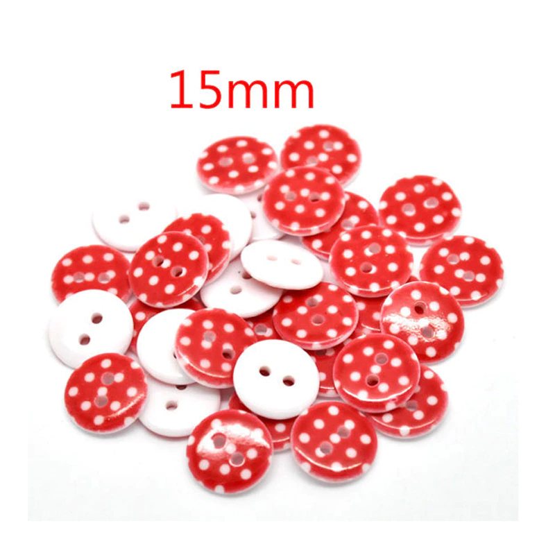 Red with white dots 2 hole buttons