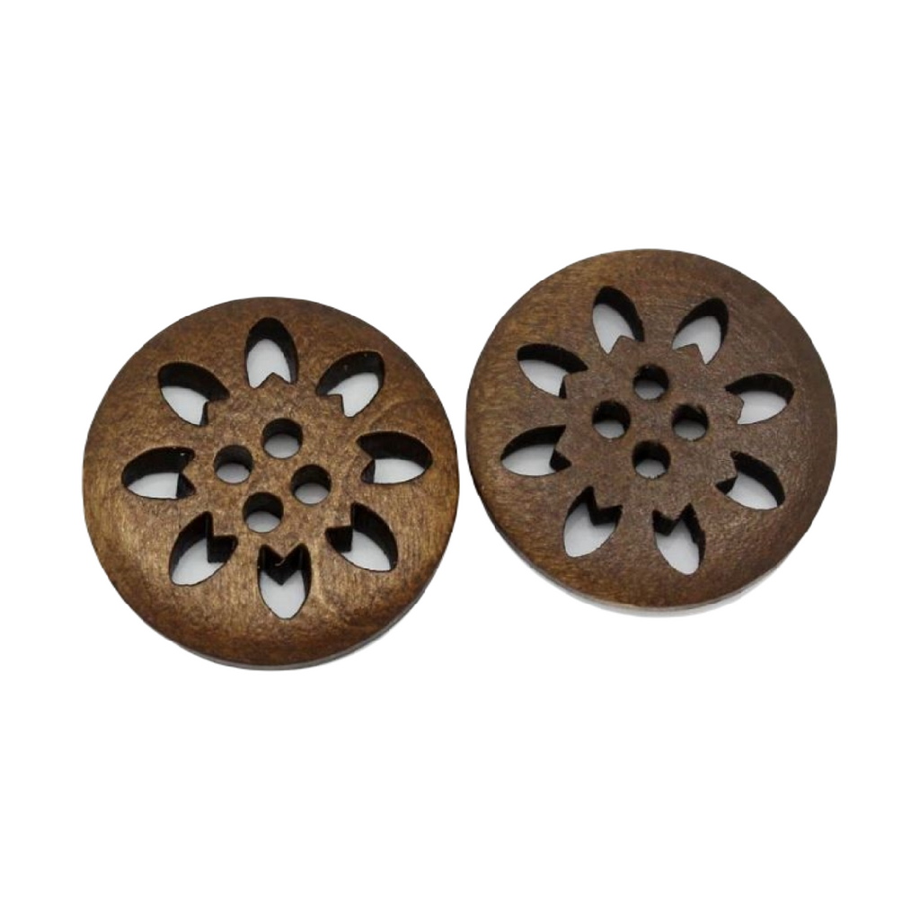Decorative carved wooden button