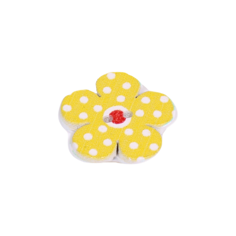 Wooden, flower shape button c. yellow