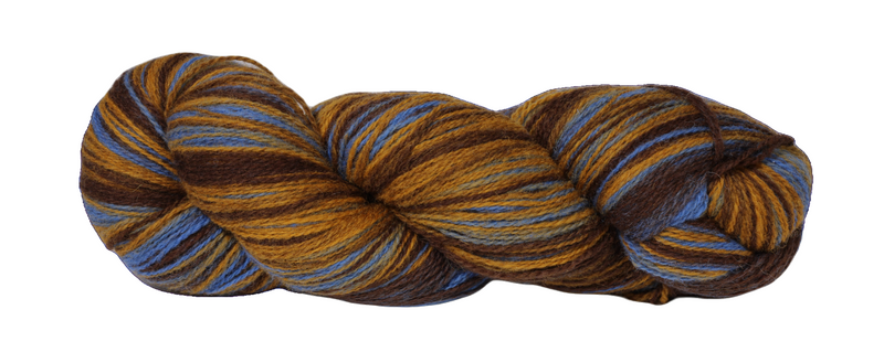 Artistic 2 ply multicolored woolyarn from Estonia c. brown with blue