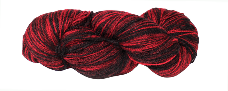 Artistic 2 ply multicolored woolyarn from Estonia c. red with black