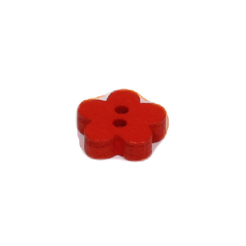 Flower-shaped wooden button, with 2 holes, 12 mm, L 20