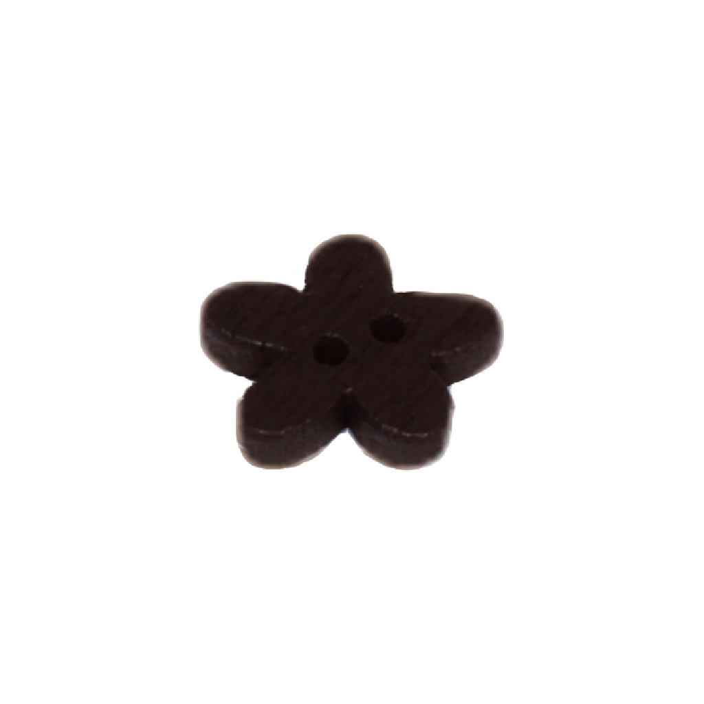 Dark brown flower shape wooden button